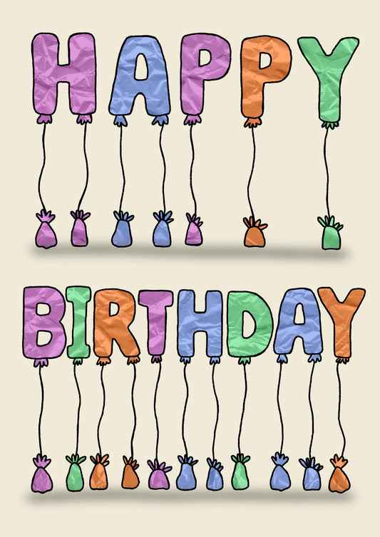 Happy Birthday Balloons | Cheerful birthday card