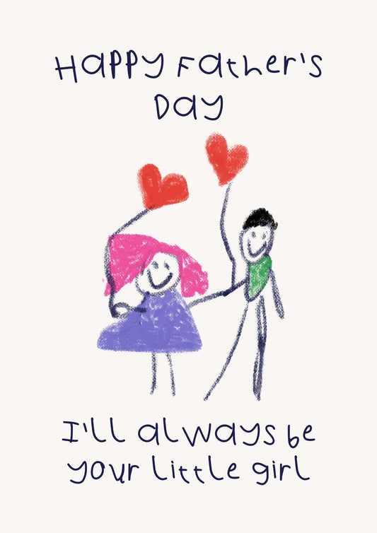 Hand Illustrated Fathers Day Card, Recycled Stock, From Daughter