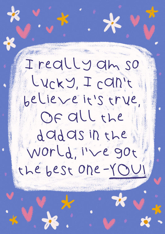 Hand Illustrated Poem Fathers Day Card | Dada | From Son or Daughter