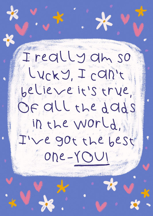 Hand Illustrated Poem Fathers Day Card | Dad | From Son or Daughter