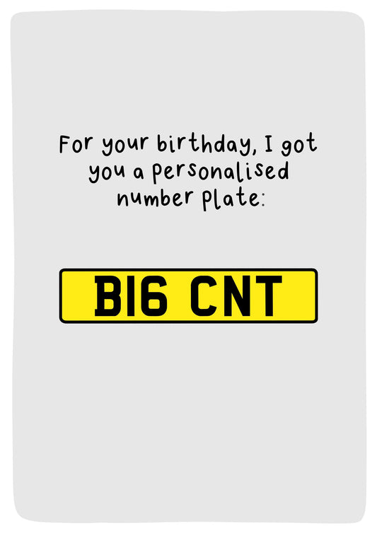 Number Plate Birthday Card BI6 CNT