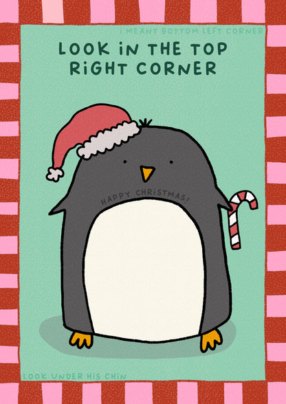 Handmade Penguin Christmas Card | Recycled Card Stock