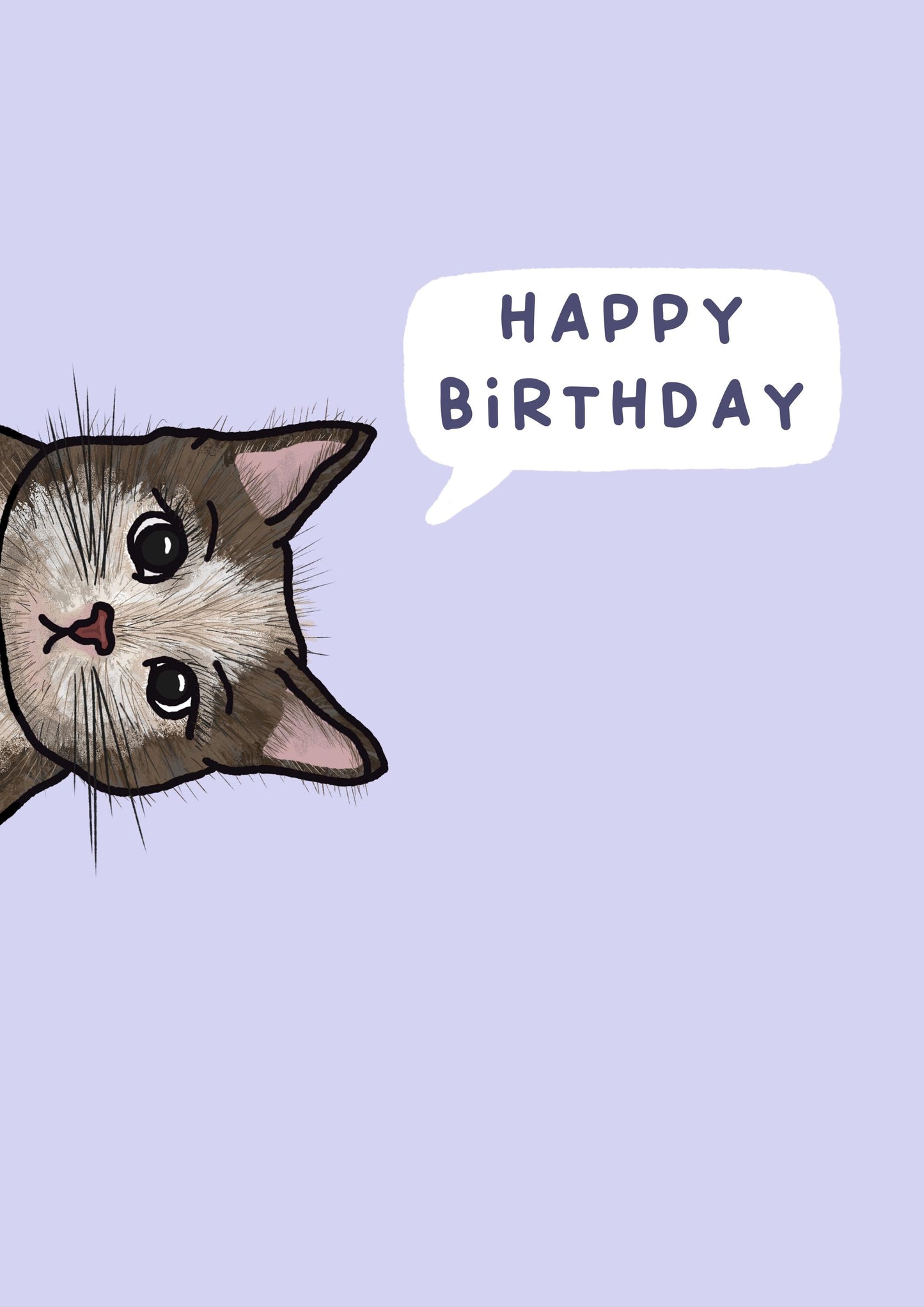 Illustrated Cat Happy Birthday Card | Handmade Recycled Card