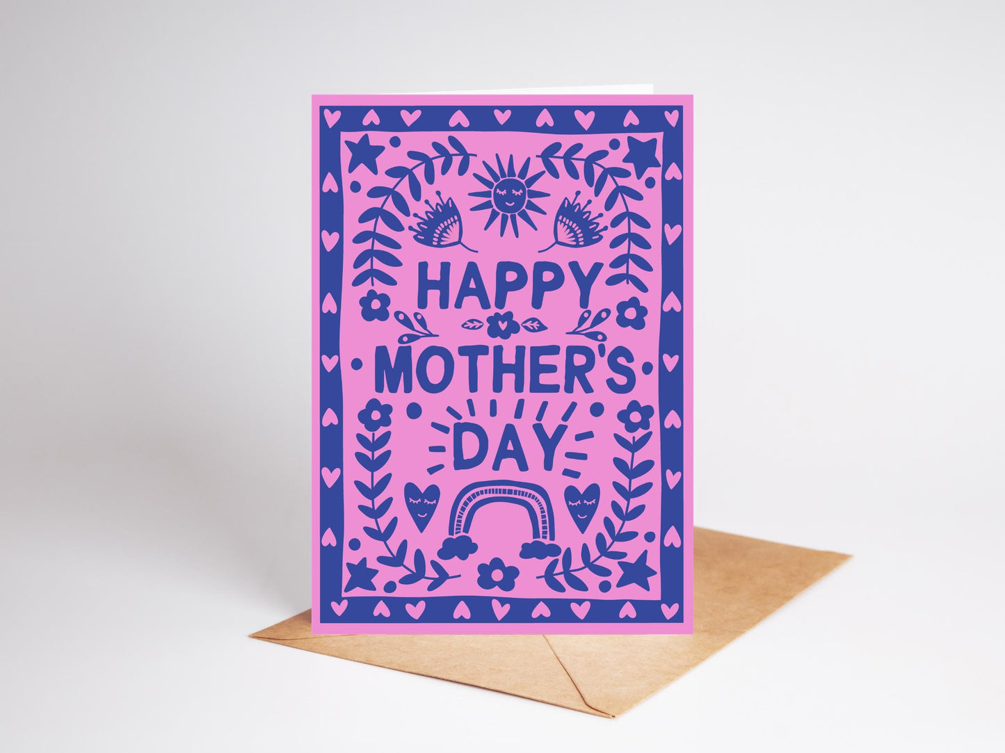 Mother's Day Card | Folk, Floral Heart Print