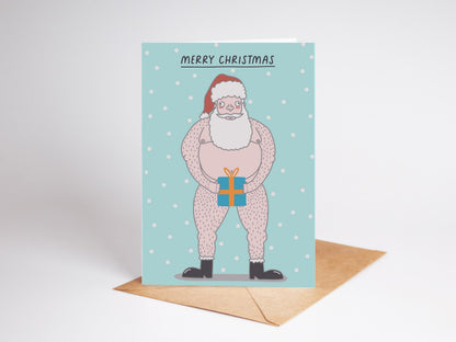 Naked Santa Christmas Card | Funny Father Christmas, Handmade