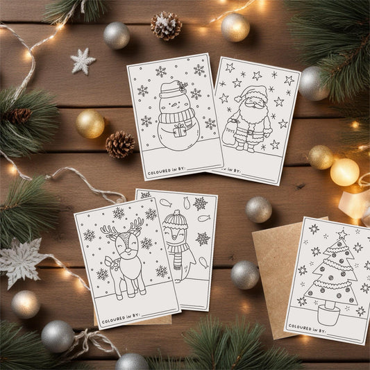 Colour-Your-Own Christmas  | Kids Personalisable Colouring Cards