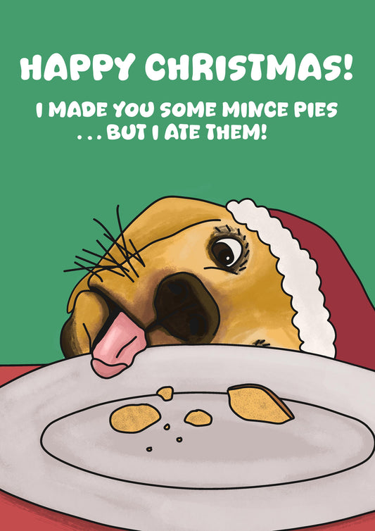 Dog Eating Mince Pies | Funny Christmas Card
