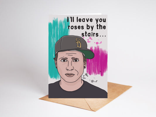 Tom Delonge Blink 182 Greeting Card: 'Roses by the Stairs' - Music Lover Gift