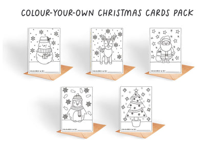Kids Christmas Colouring Cards: Hand-Drawn Festive Designs