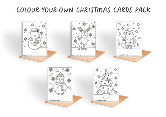 Kids Christmas Colouring Cards: Hand-Drawn Festive Designs