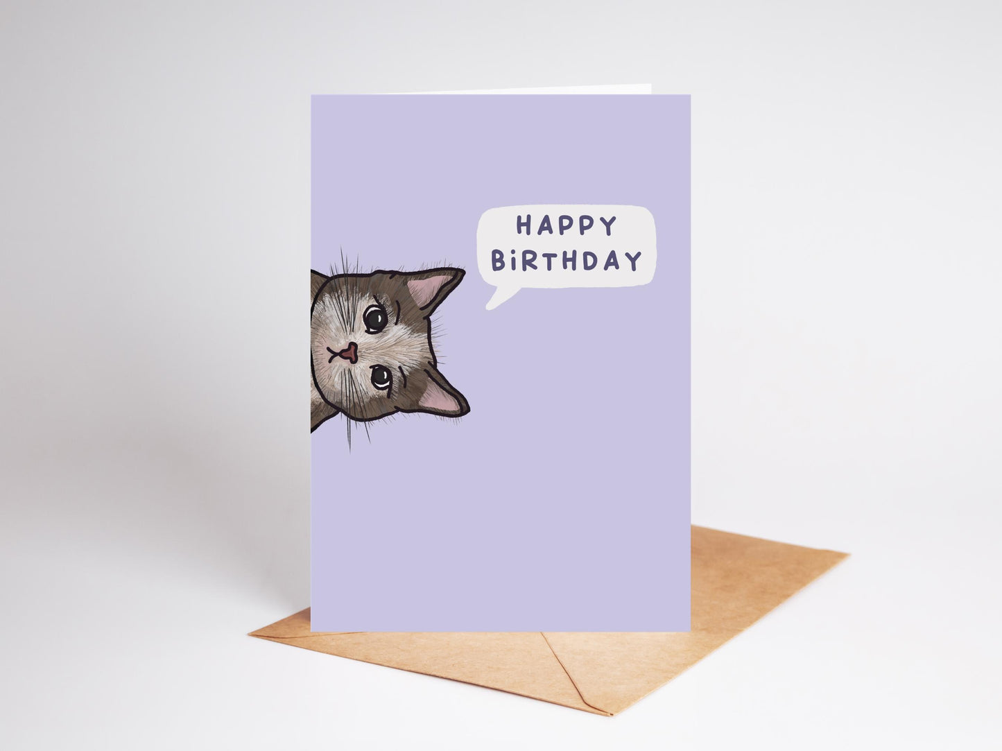 Illustrated Cat Happy Birthday Card | Handmade Recycled Card