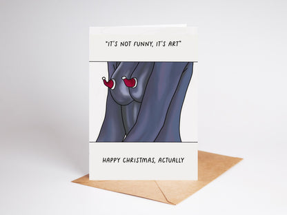 Funny Christmas Card: Love Actually Inspired Art, Recycled Card Stock