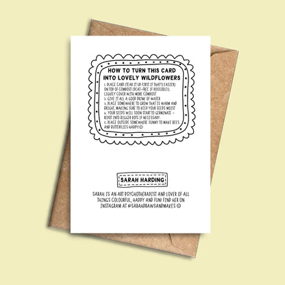Hand-Drawn Christmas Doodles Card: Recycled A6 Holiday Greeting