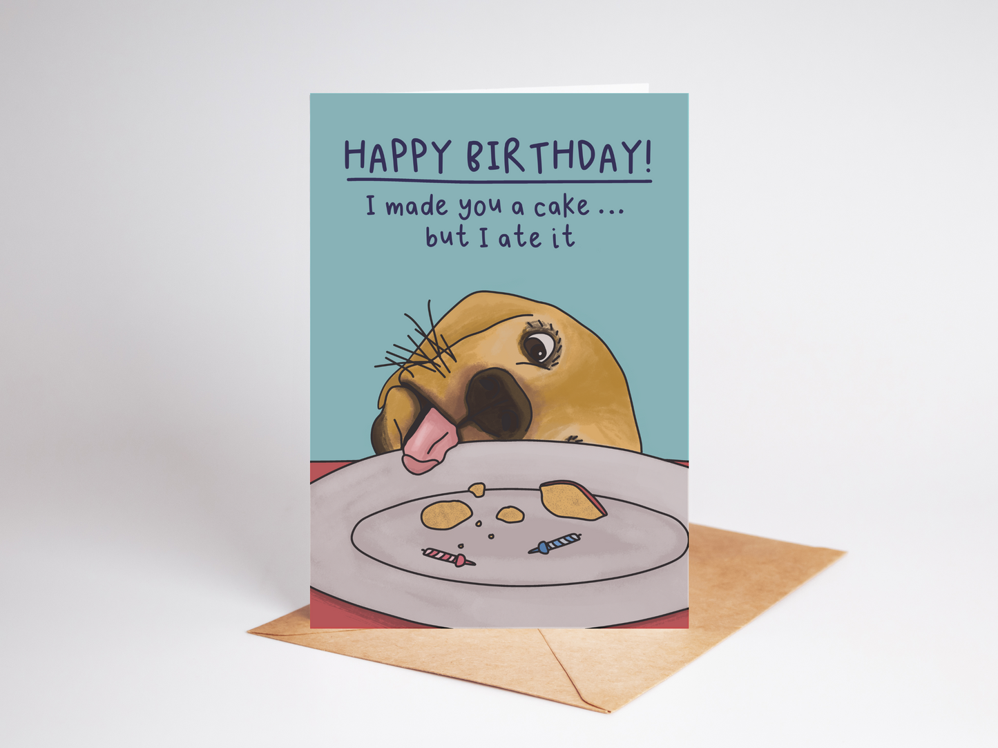Funny Dog Birthday Card: 'I Ate The Cake' - Humorous Pet Illustration