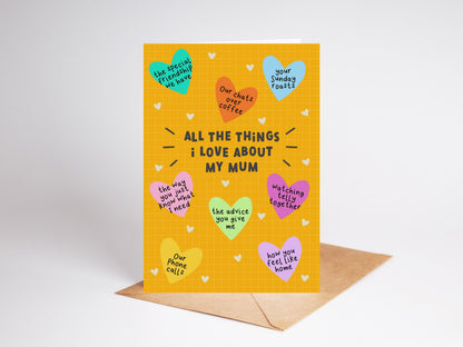 Loving Mothers Day Card | Things I Love About Mum