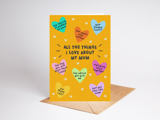 Loving Mothers Day Card | Things I Love About Mum