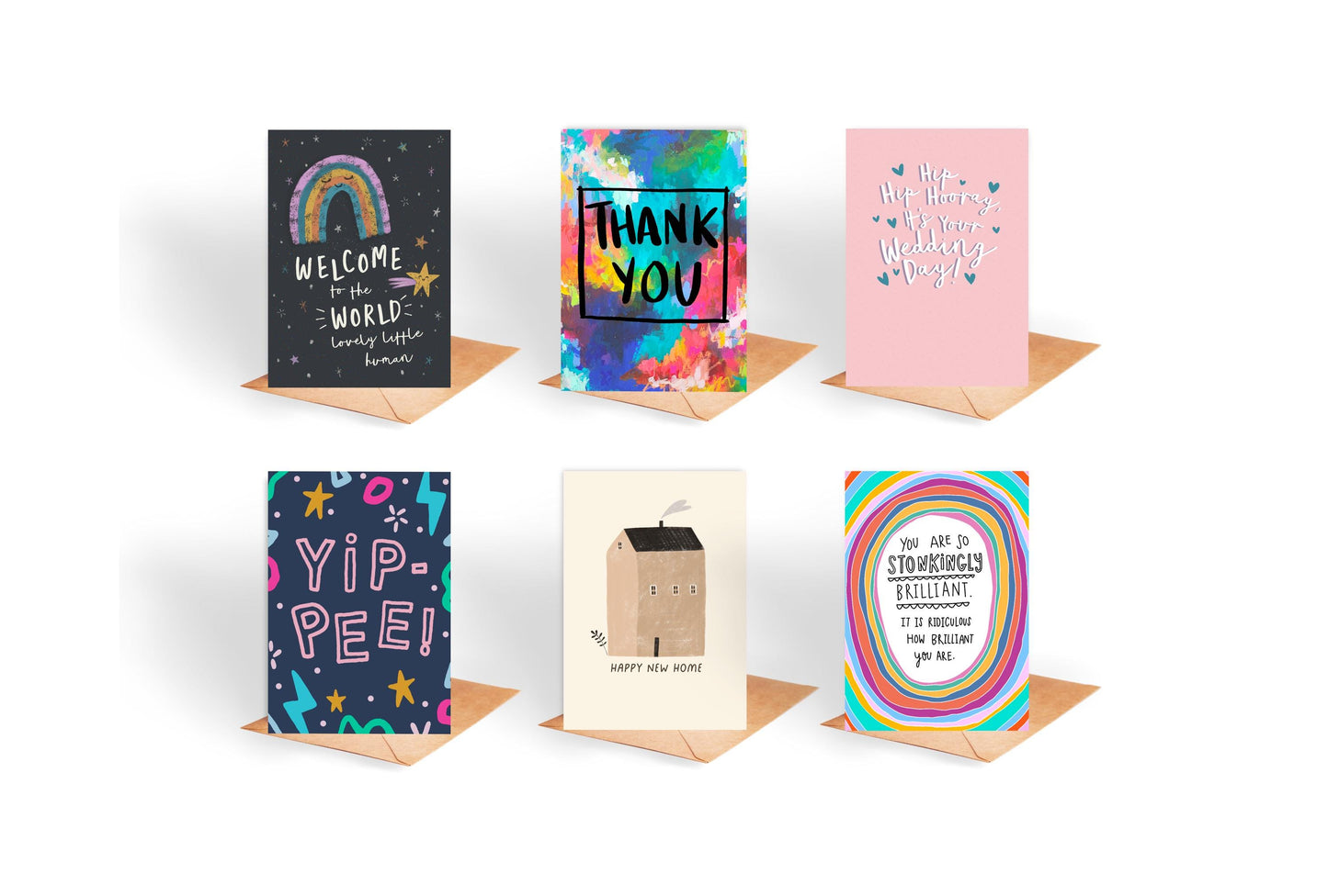 12 Handmade Greeting Cards Multipack: Recycled Card