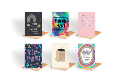12 Handmade Greeting Cards Multipack: Recycled Card