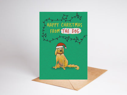 Dog Christmas Card | Illustrated Holiday Greeting, Recycled Card