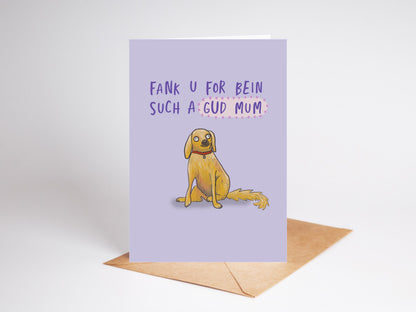 Funny Dog Mum Mother's Day Card, Illustrated Recycled Card