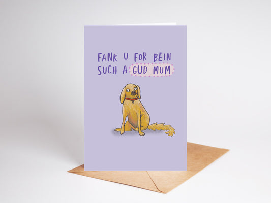 Funny Dog Mum Mother's Day Card, Illustrated Recycled Card