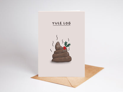 Funny Yule Log Christmas Card: Poo Humour, Eco-Friendly