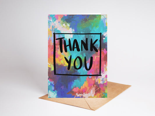 Colourful, Art, Painting, Abstract Thank You Card