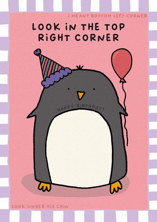 Hidden Message Penguin | Fun Birthday Card