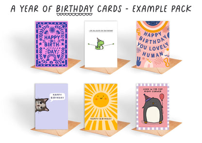 6 Handmade Birthday Card Set: Recycled Card (6-Pack)