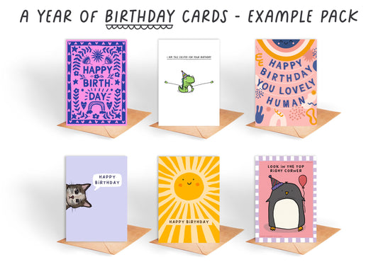 6 Handmade Birthday Card Set: Recycled Card (6-Pack)