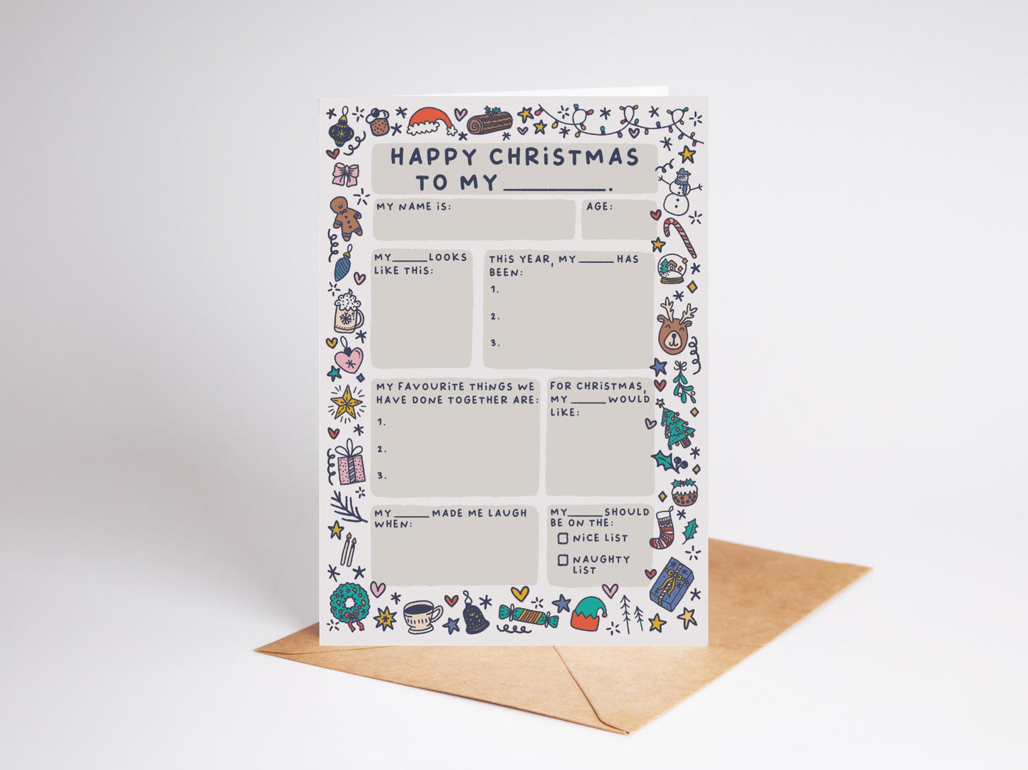 Personalised Fill-In Christmas Card for Kids: Naughty/Nice List