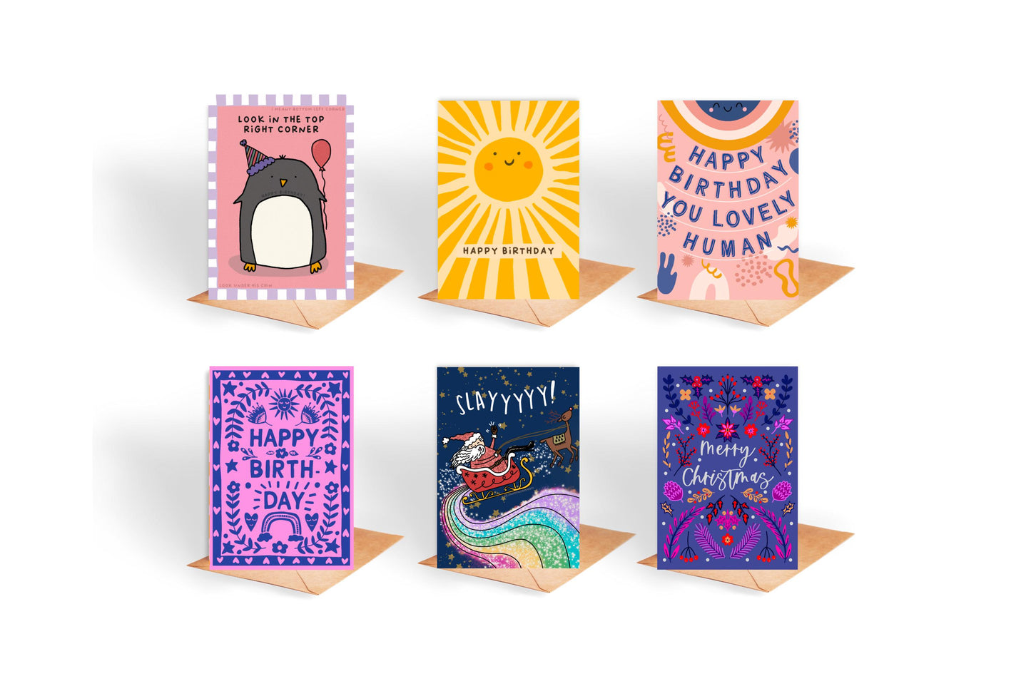 12 Handmade Greeting Cards Multipack: Recycled Card
