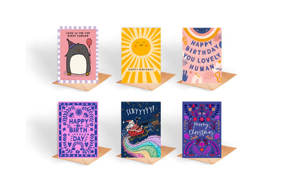 12 Handmade Greeting Cards Multipack: Recycled Card