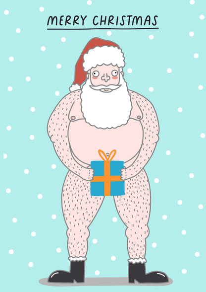 Naked Santa Christmas Card | Funny Father Christmas, Handmade