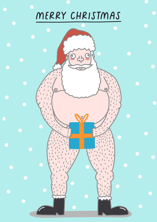 Naked Santa Christmas Card | Funny Father Christmas, Handmade