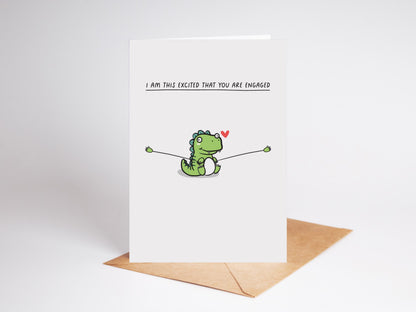 Dinosaur Engagement Card | Cute Illustrated Congratulations