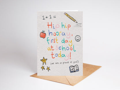 First Day of School Card: Handmade Illustrated A6 Card - UK Small Business