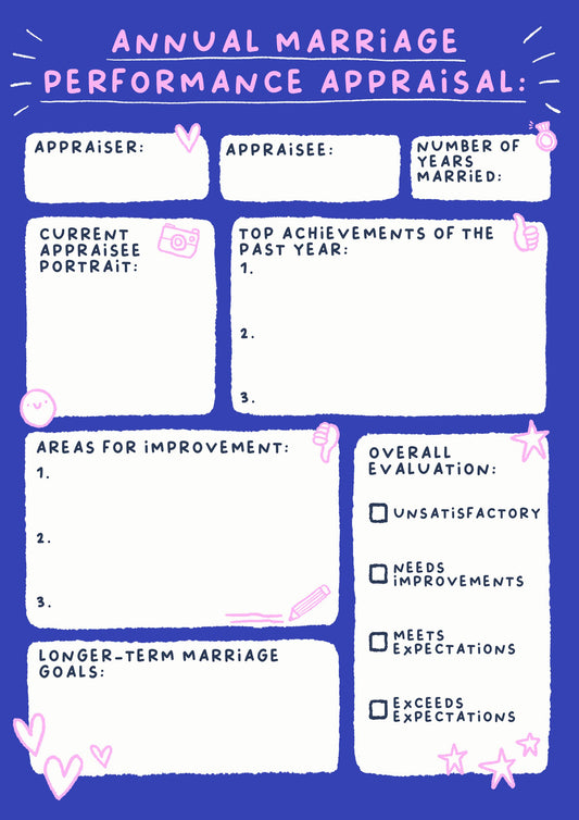 Marriage Appraisal Card | Fun Wedding Anniversary, Valentine's Day