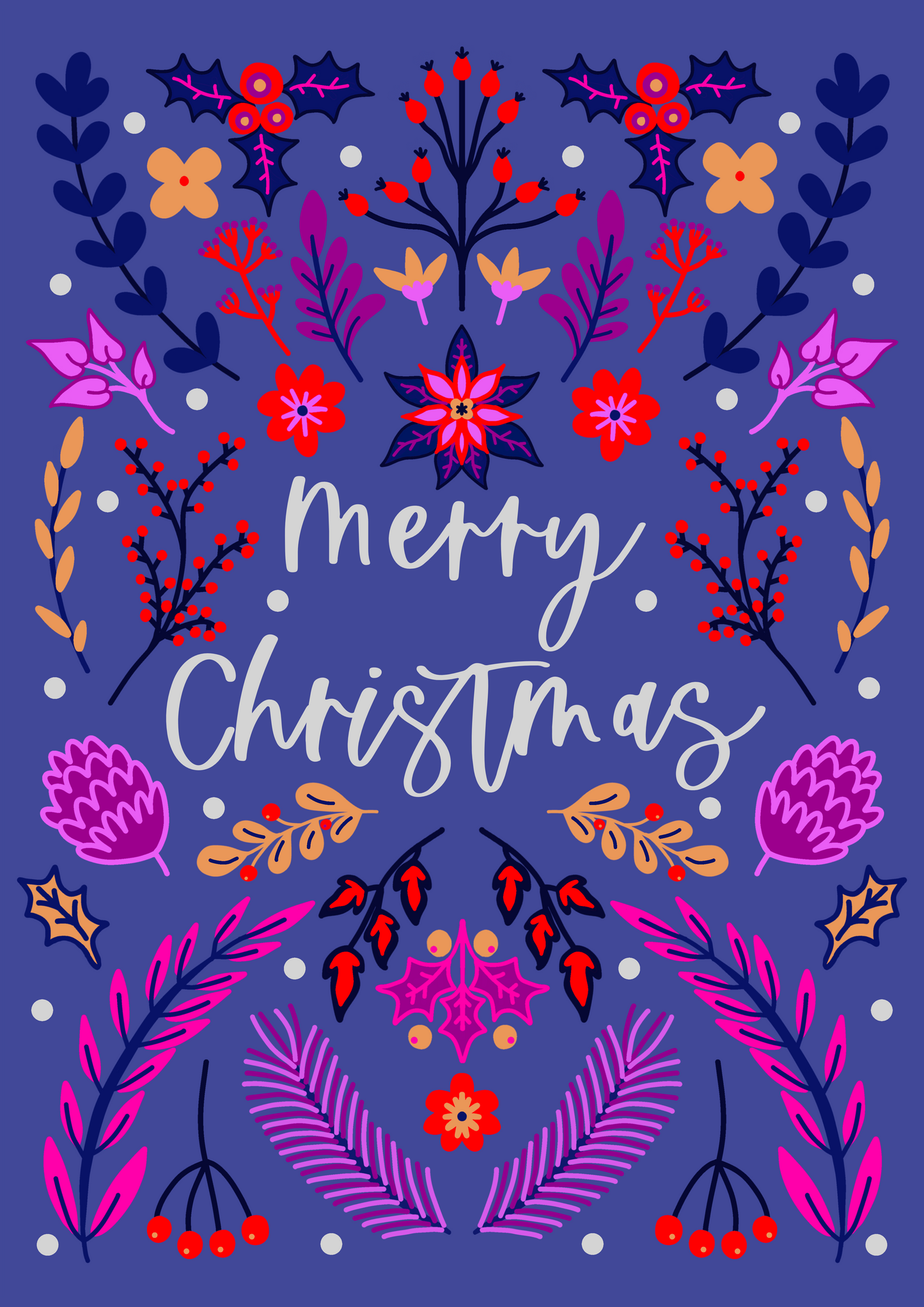 Scandinavian Folk-Style Merry Christmas | Christmas Card