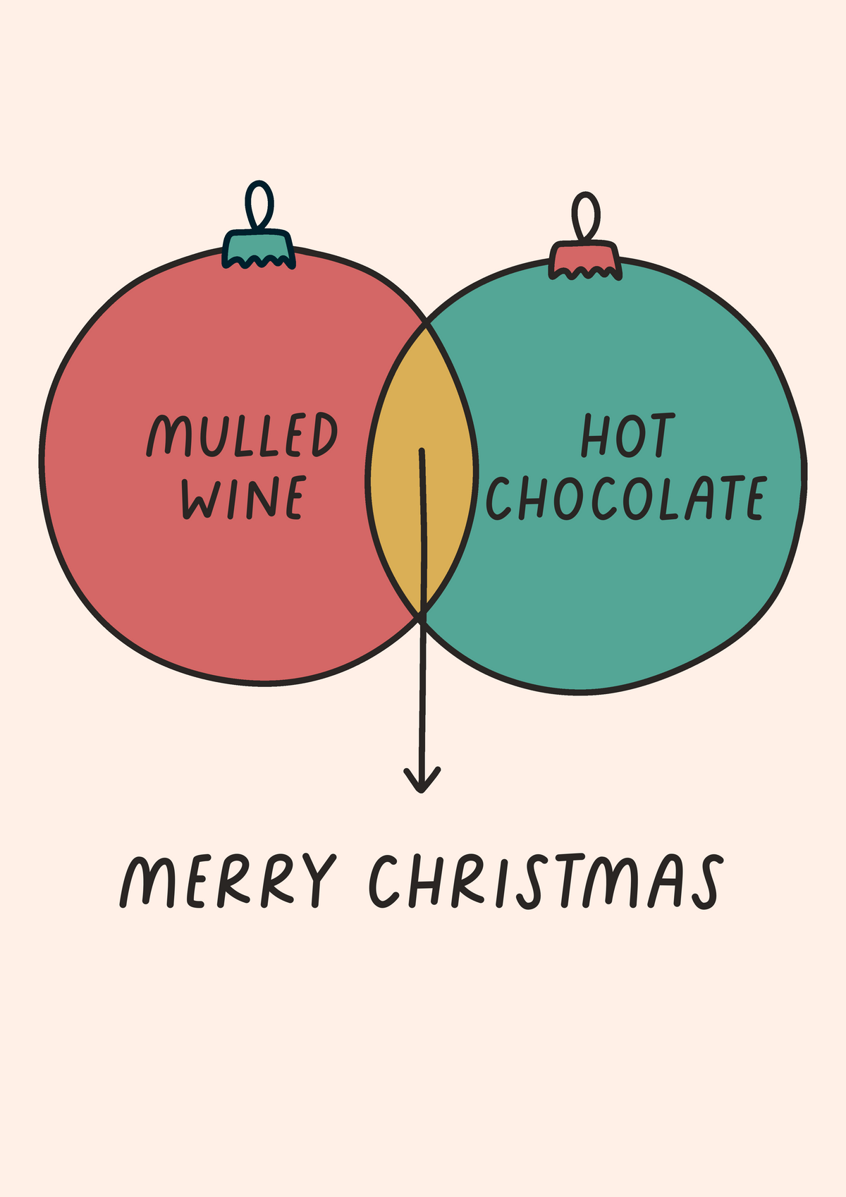Venn Diagram Christmas Card | Mulled Wine & Hot Chocolate