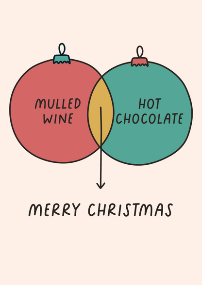 Venn Diagram Christmas Card | Mulled Wine & Hot Chocolate