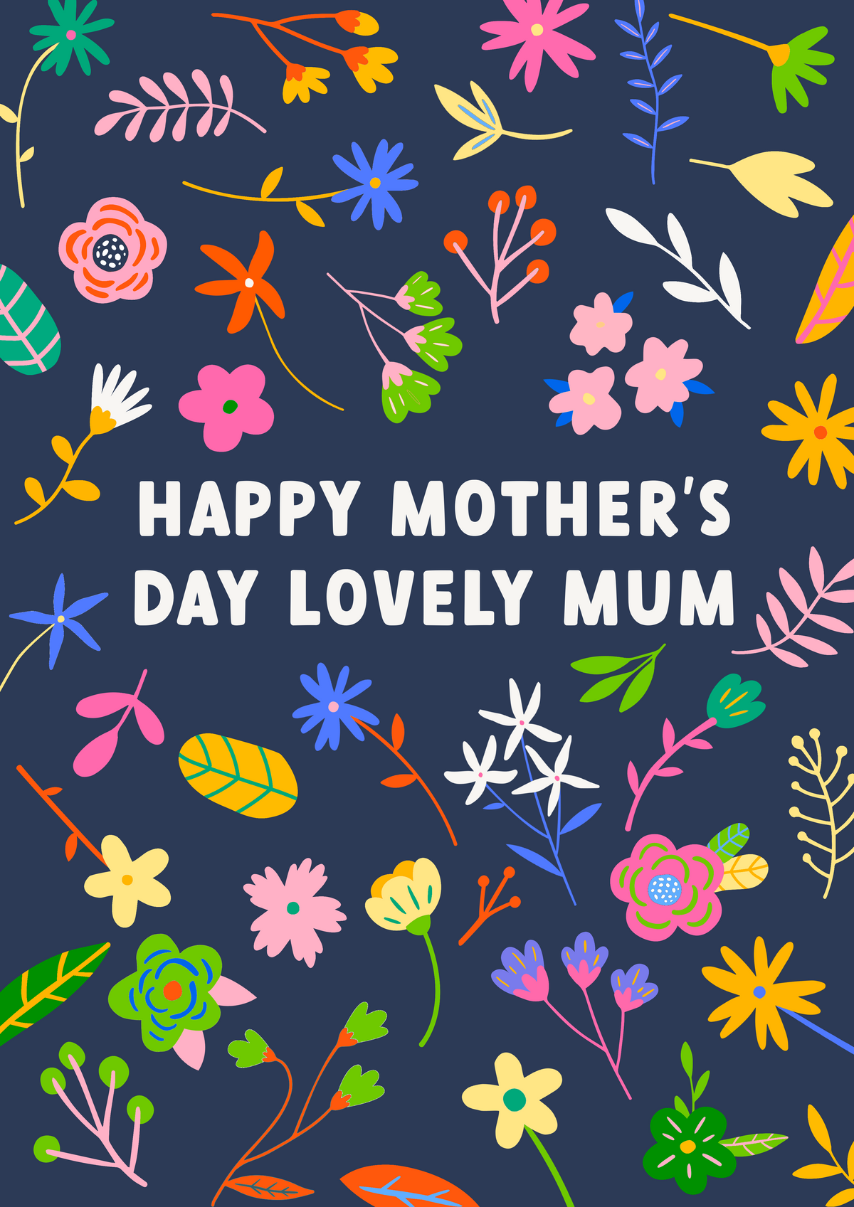 Happy Mothers Day Lovely Mum | Colourful Floral Mother's Day Card