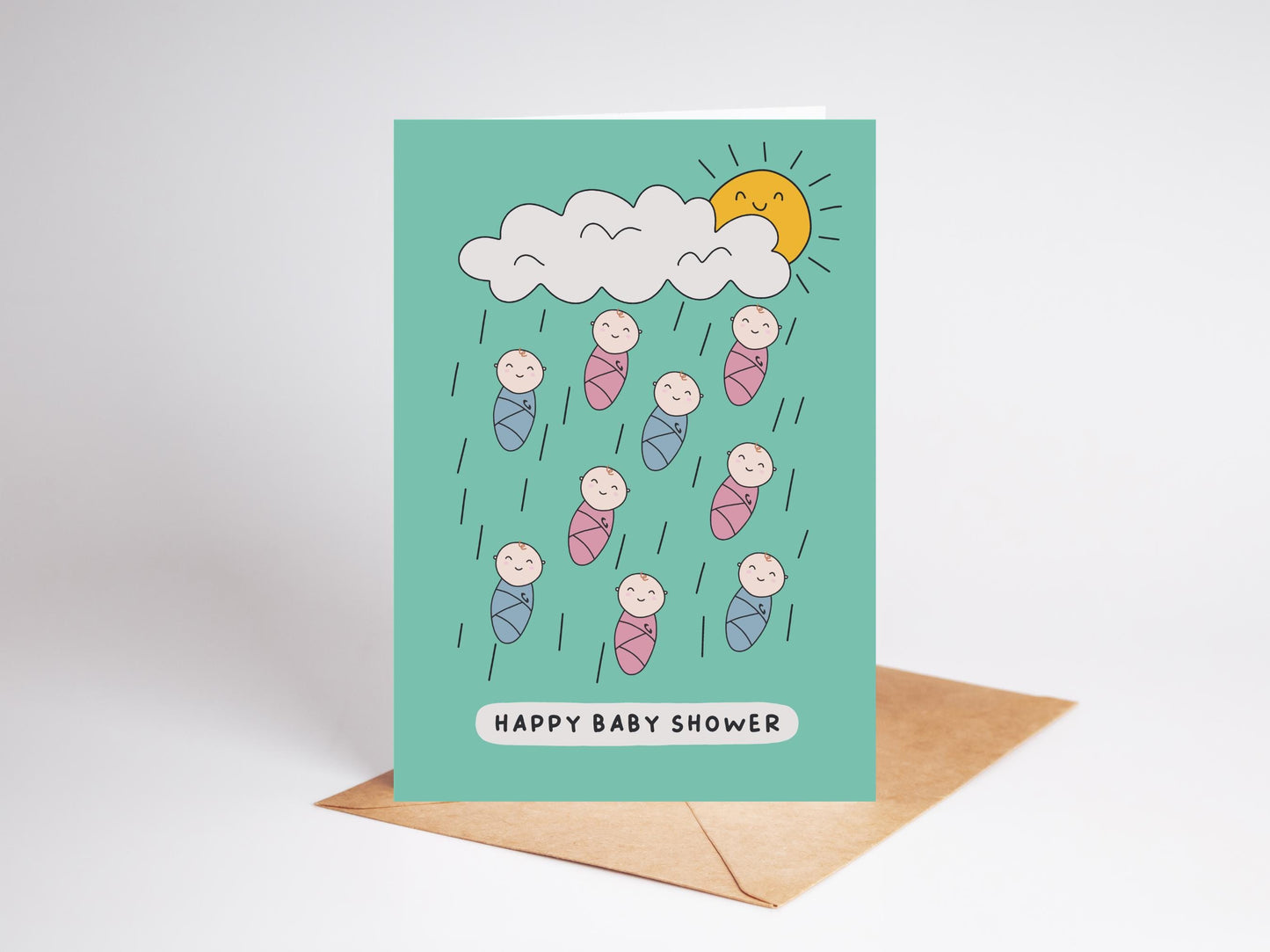 Illustrated Baby Shower Card: Bright New Baby Greeting