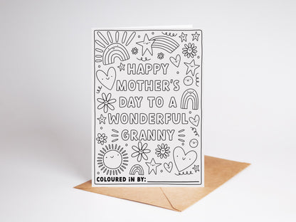 Personalised Mother's Day Colouring Card | A6 Recycled Card | Granny