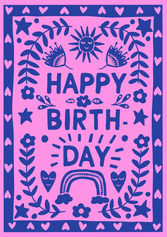 Papercut Floral Folk Design | Birthday Card