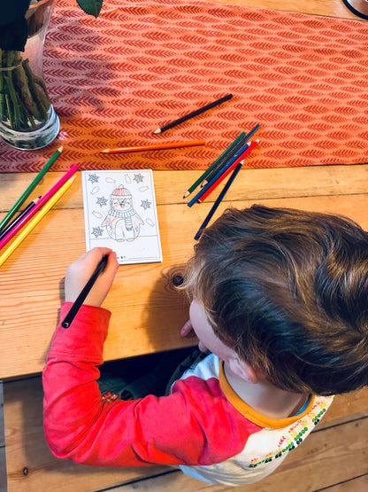 Kids Christmas Colouring Cards: Hand-Drawn Festive Designs