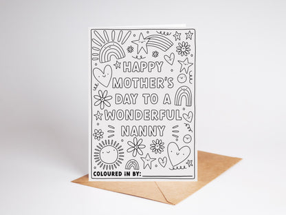 Personalised Mother's Day Colouring Card | A6 Recycled Card | Nanny