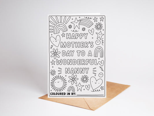 Personalised Mother's Day Colouring Card | A6 Recycled Card | Nanny