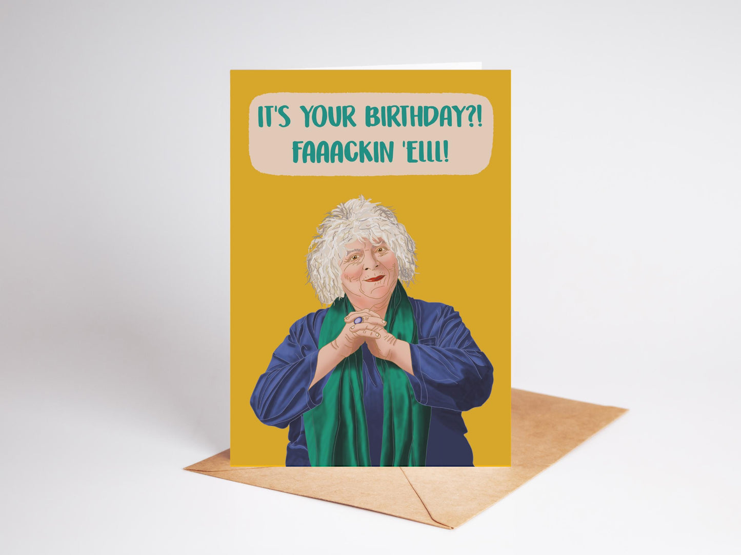Funny Miriam Margolyes Birthday Card: Handmade Illustrated Art
