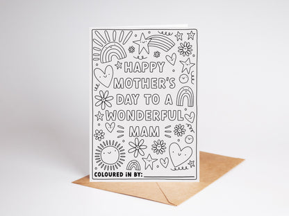 Personalised Mother's Day Colouring Card | A6 Recycled Card | Mam